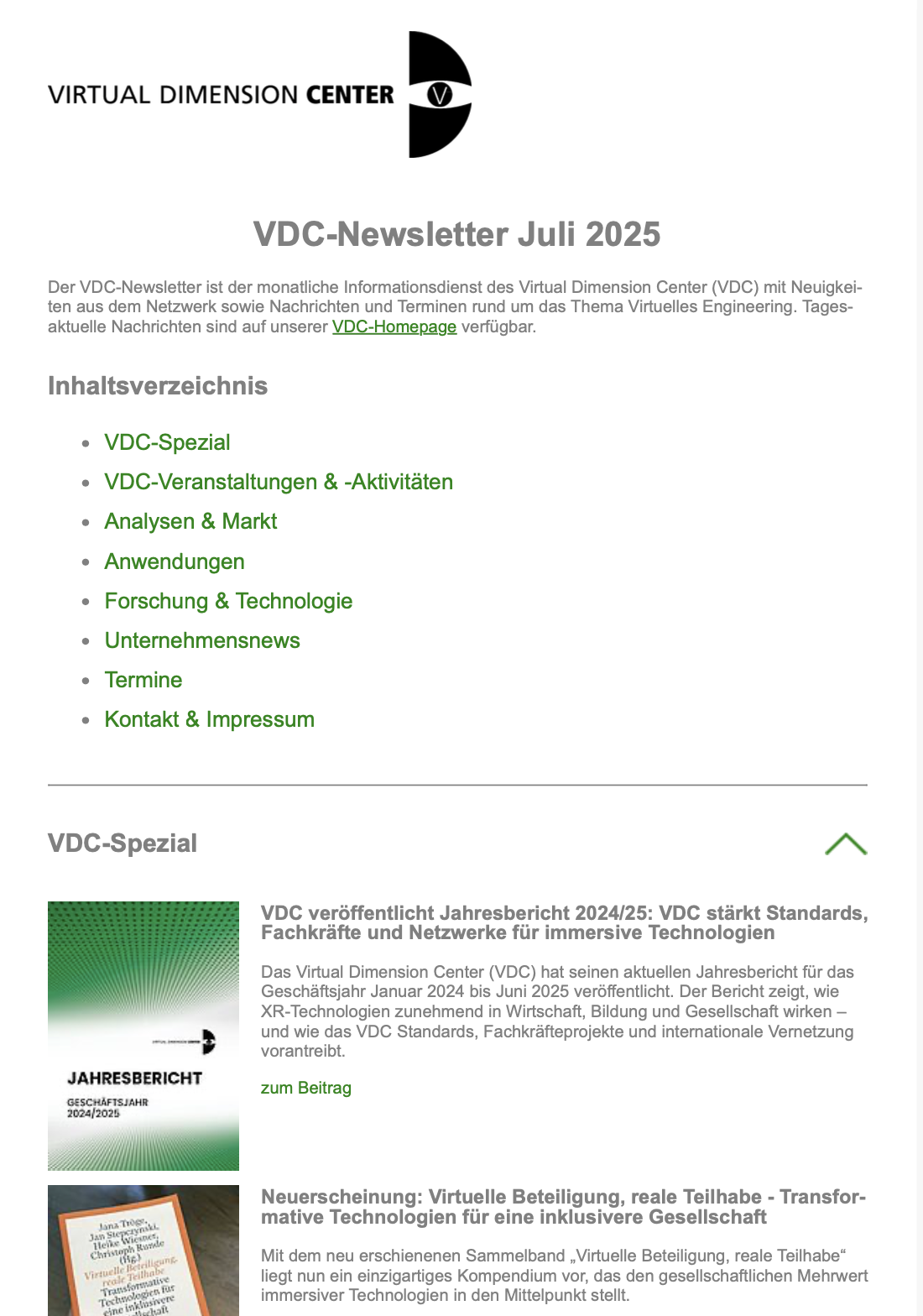 Newsletter Juli 2025